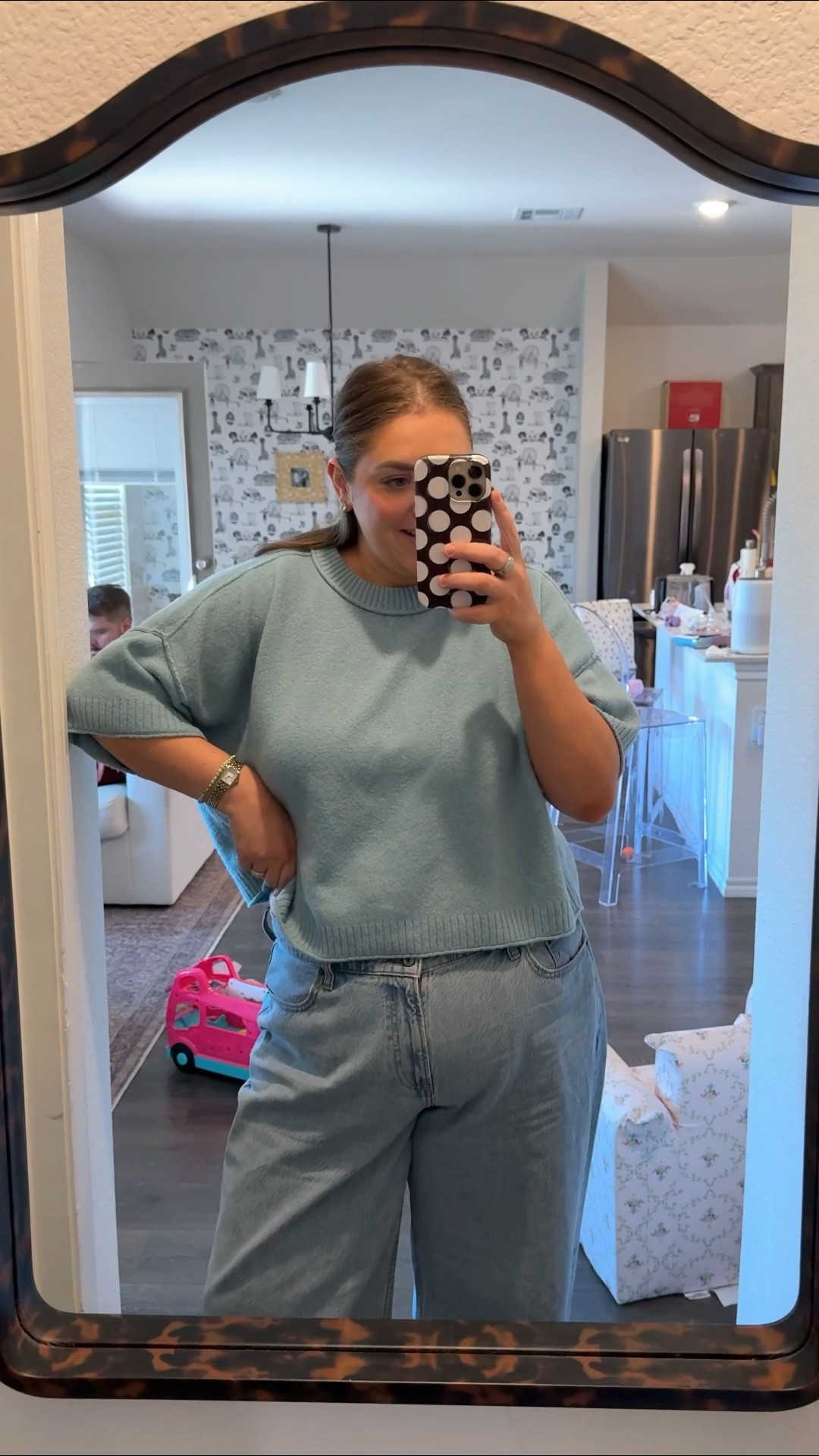 Spring outfit I’m wearing today! Wearing xxl in sweater for oversized fit and 34 in jeans 

#LTKootd #LTKPlusSize