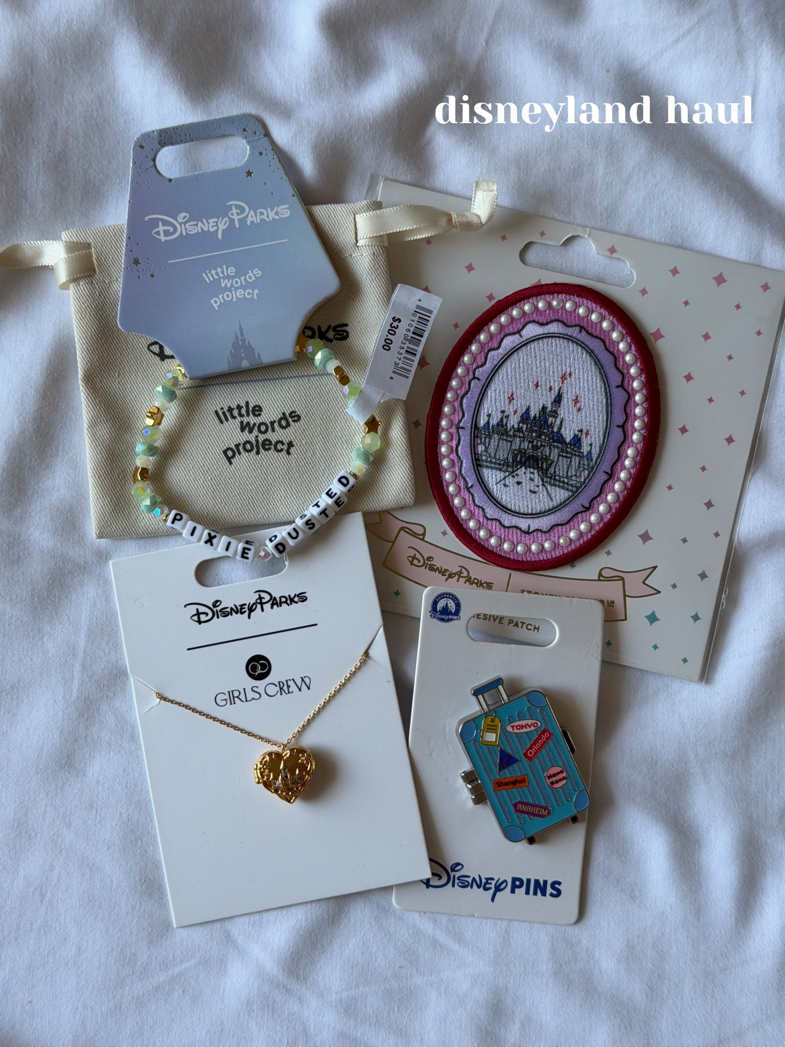 Recent Disneyland Haul 💗✨ 

Little Words Project, Girls Crew, Stoney Clover Lane and a new pin! 

Ig: @jkyinthesky 

#disney #disneystyle #disneycreator #disneycreators #stoneyclover #disneyjewelry #disneygirl 

#LTKootd #LTKdayinmylife #LTKgrwm
