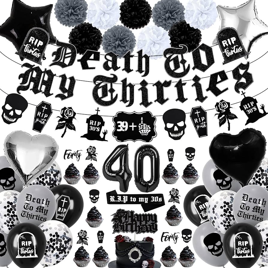 40th Birthday Decorations Pack Death to My 30s Party Supplies Birthday Banner Rip to My 30s Sash ... | Amazon (US)