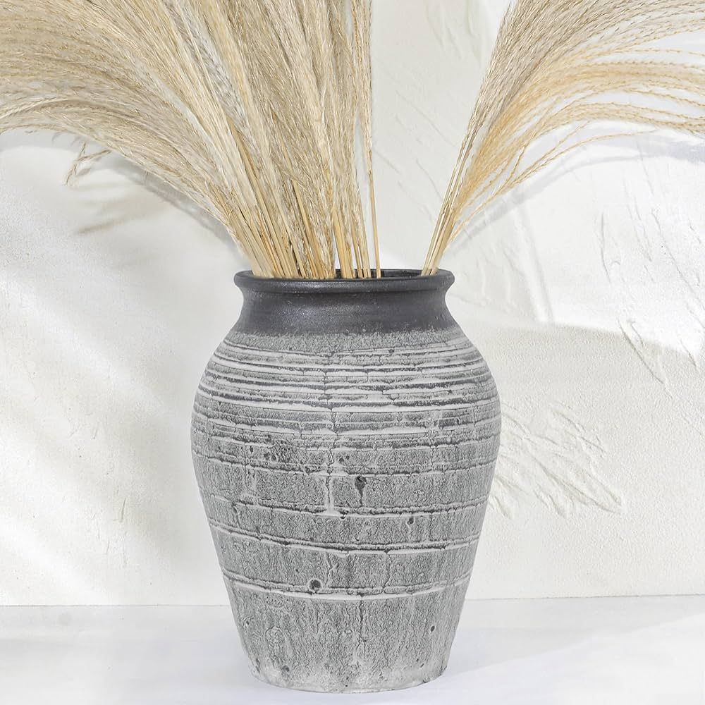 Large Ceramic Vase for Decor - Rustic Vintage Flower Pottery Vase for Home Countertop, Shelf, Cen... | Amazon (US)