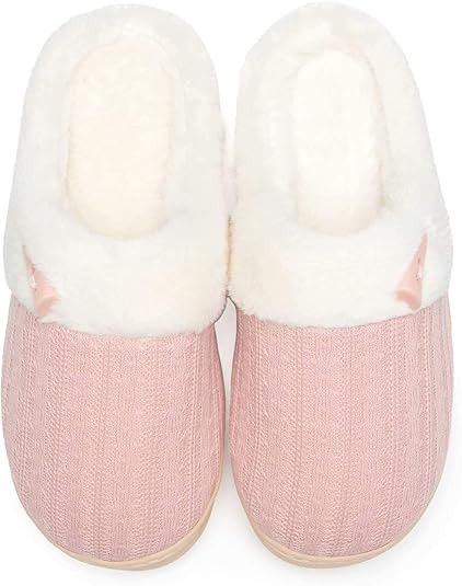 NineCiFun Women's Slip on Fuzzy House Slippers Memory Foam Slippers Scuff Outdoor Indoor Warm Plu... | Amazon (US)
