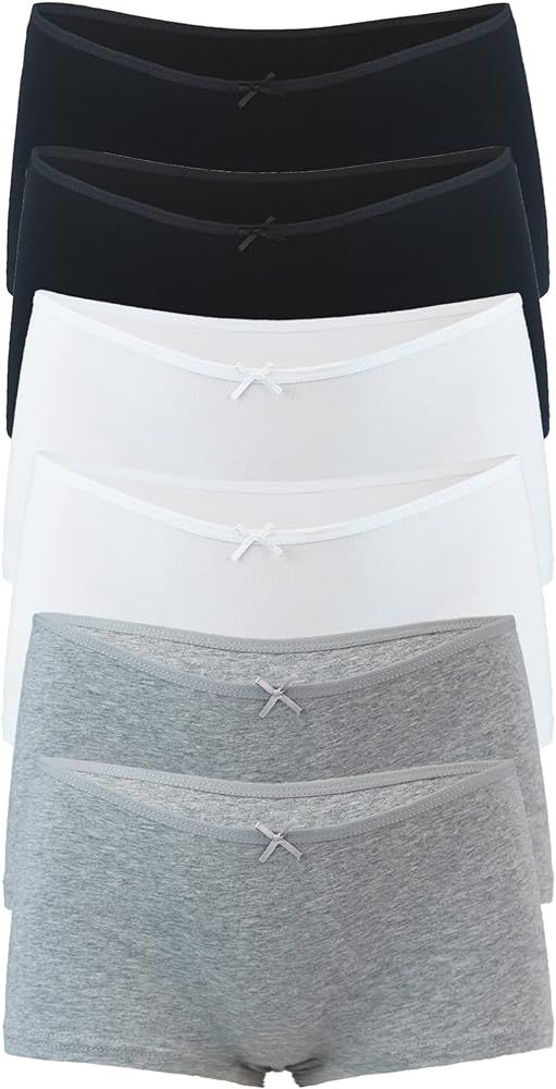 Allxwek Women Comfort Boxer Short Cotton Underwear Soft Boy Short Pack of 3/6 3901 | Amazon (US)