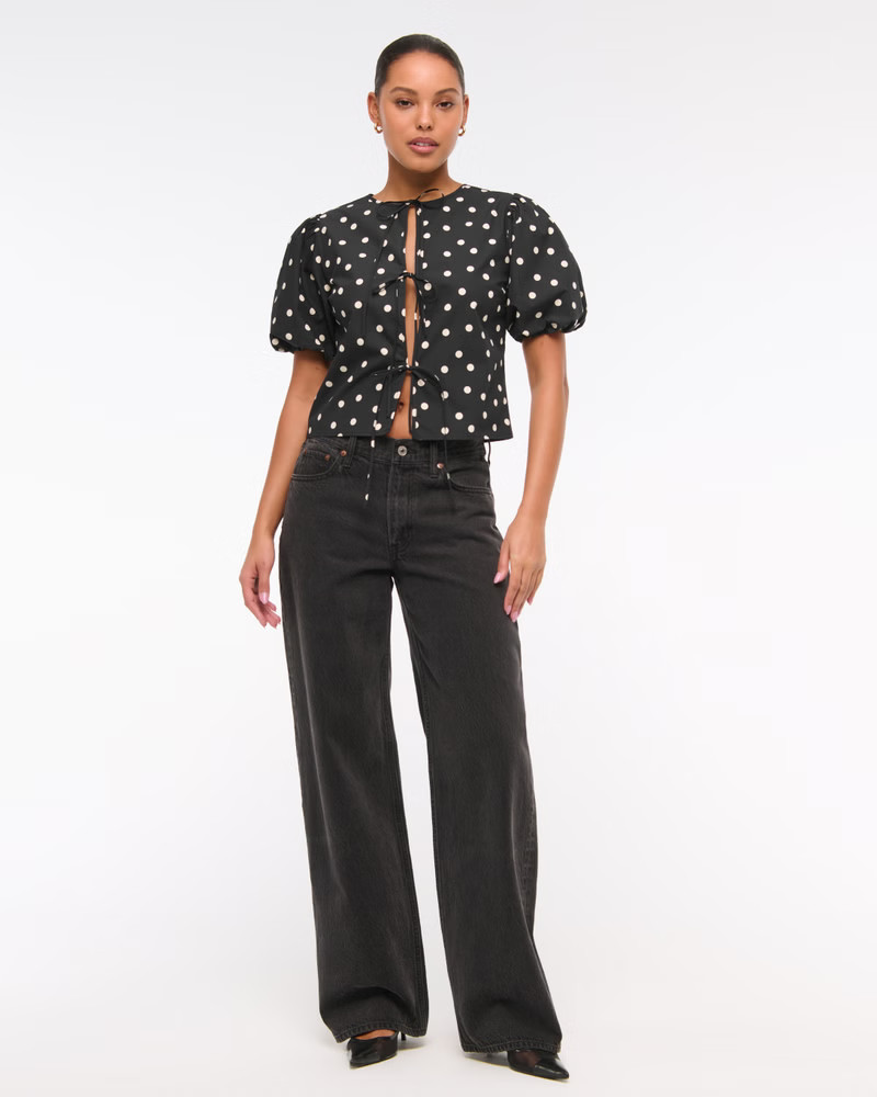 Women's Short-Sleeve Tie-Front Top | Women's Tops | Abercrombie.com | Abercrombie & Fitch (US)