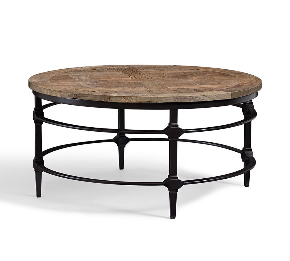 Parquet 36" Round Reclaimed Wood Coffee Table | Pottery Barn (US)