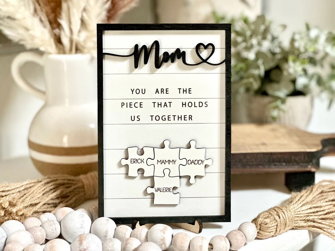 Custom Mothers Day Puzzle Sign Personalized Gift for Mom Mom You Are the Piece That Holds Us Toge... | Etsy (US)