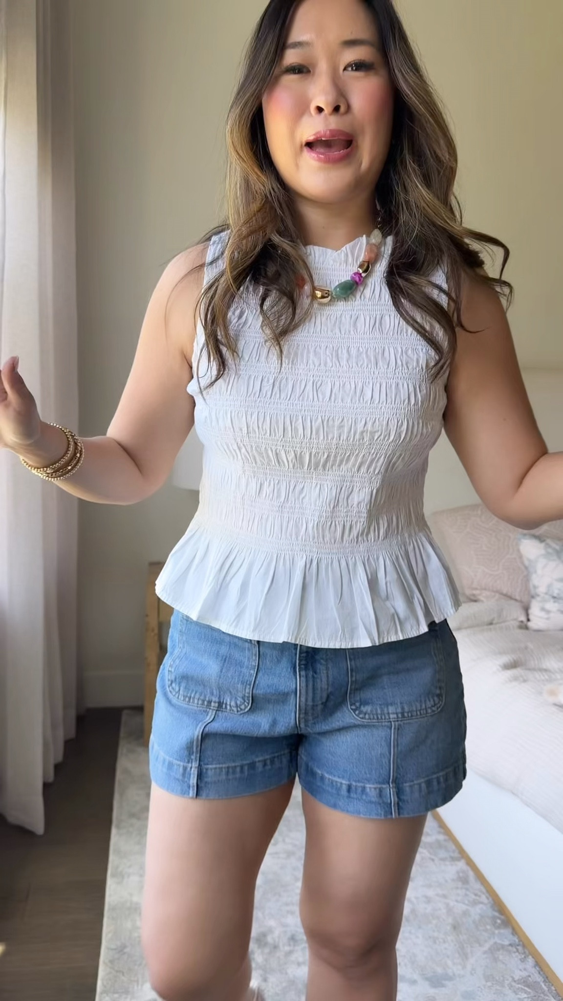 Walmart Summer Outfit 
Tank: Medium
Shorts: Medium

Shorts are under $25 but look designer!!