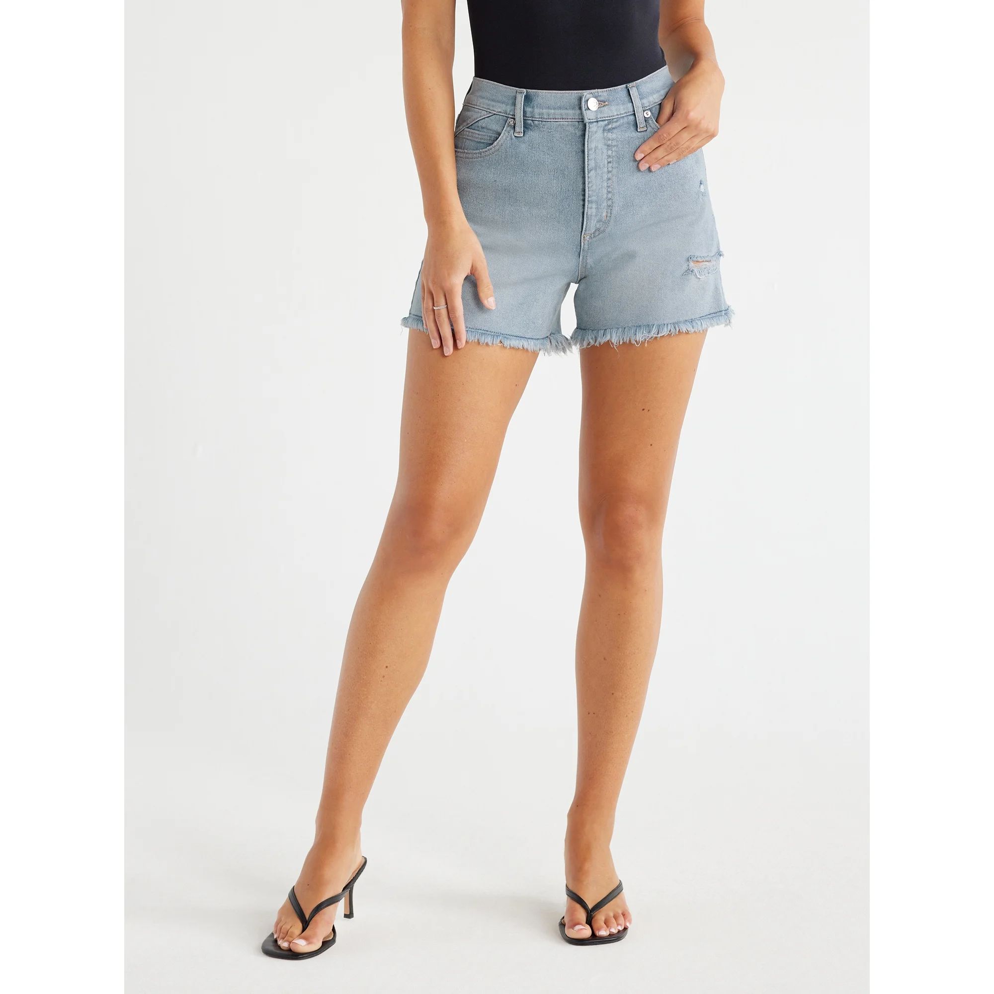 Sofia Jeans Women's Chi Shortie High Rise Fray Hem Shorts, 3.5" Inseam, Sizes 00-45 | Walmart (US)