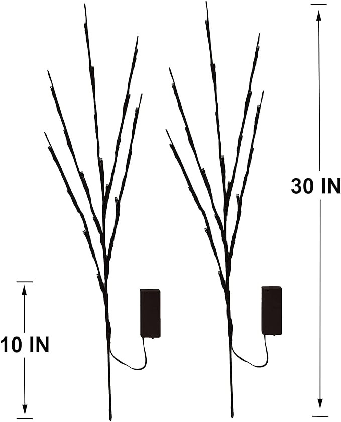 GM G-MORE 2 Pack LED Branch Lights, Battery Powered Decorative Lights String, Willow Twig Lighted... | Amazon (US)