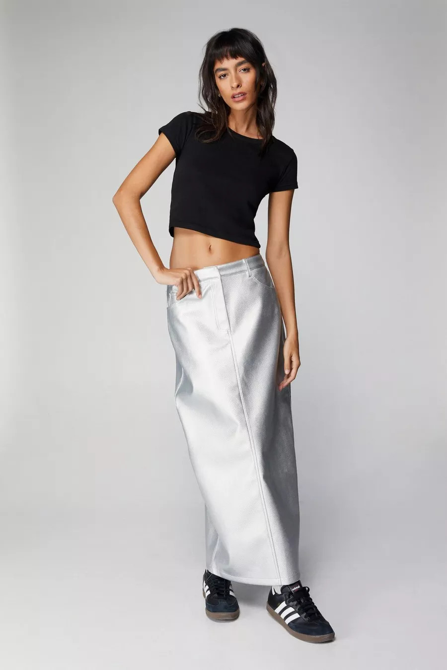Premium Faux Leather Metallic Maxi Skirt | Nasty Gal US