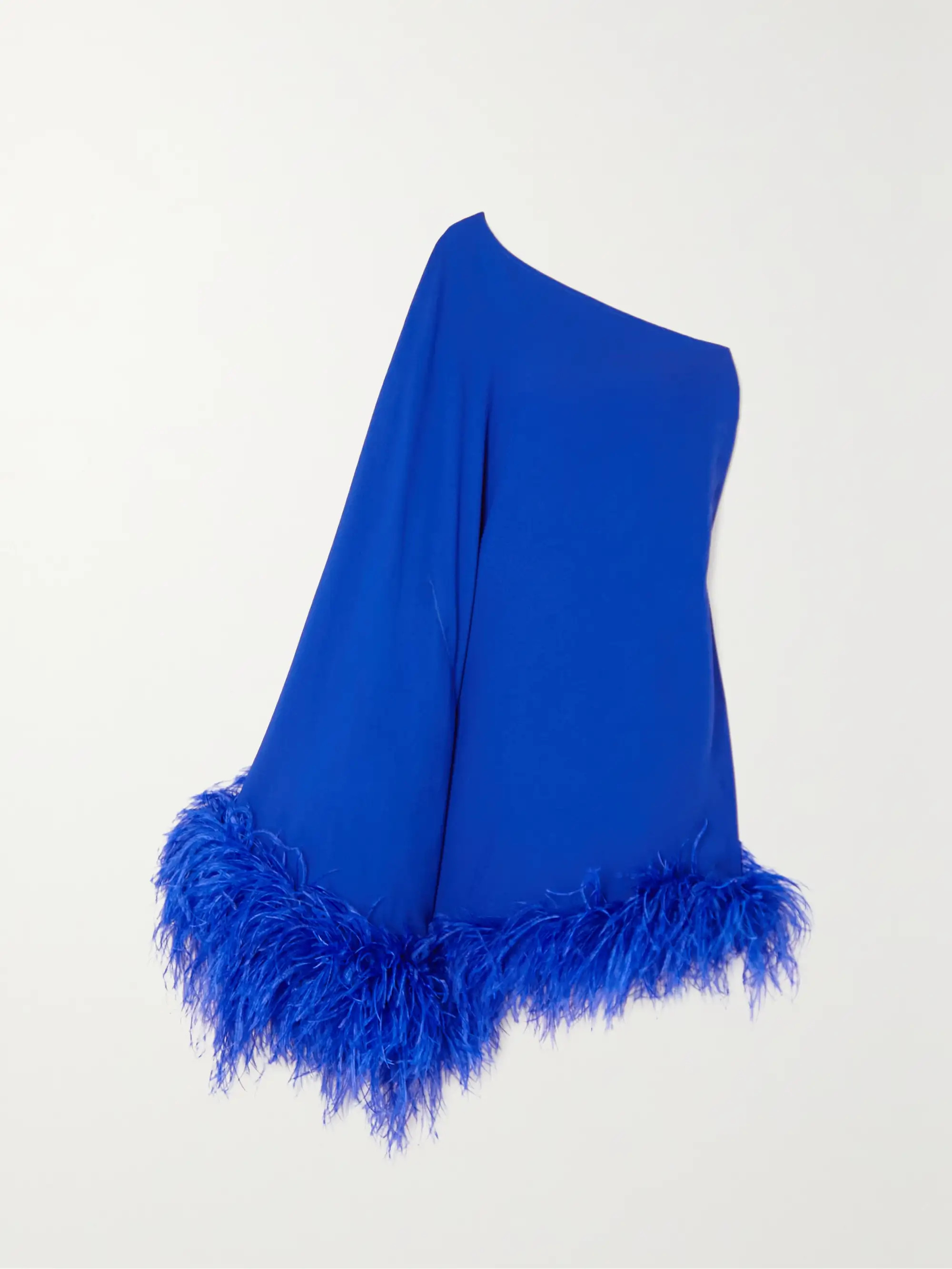 Piccolo Ubud one-shoulder feather-trimmed crepe mini dress | NET-A-PORTER (US)
