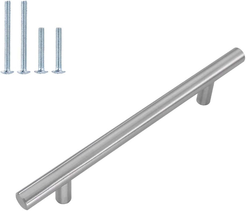 homdiy 25 Pack Modern Round Bar Cabinet Pulls, 5in Hole Center, Brushed Nickel Stainless Steel, E... | Amazon (US)