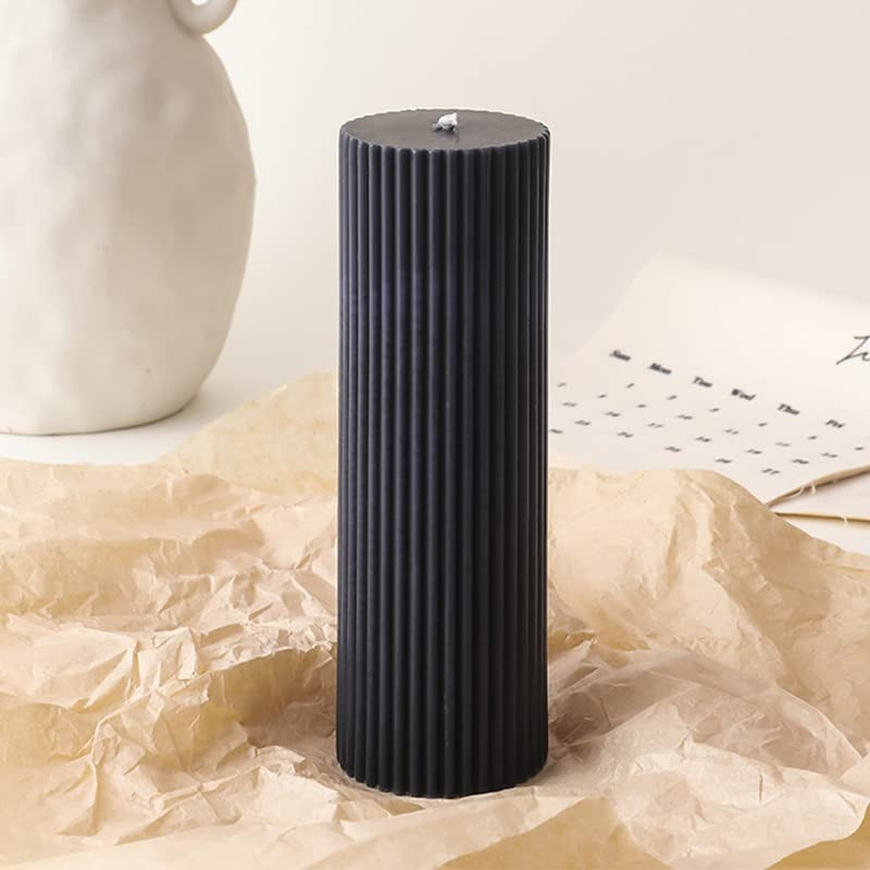 Ribbed Pillar Candles 2x6'' Inches Tall Fluted Column Modern Home Décor Soy Wax Handmade Unscent... | Amazon (US)