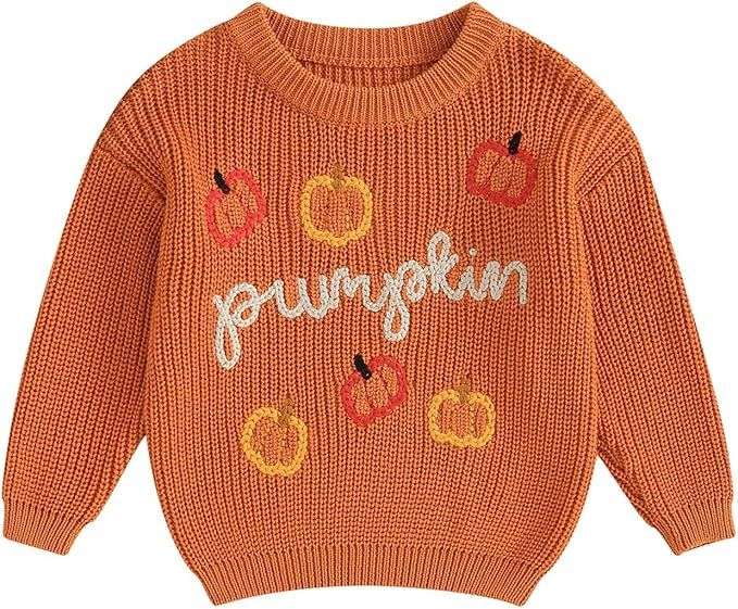 Karwuiio Toddler Baby Girl Boy Knit Sweater Round Neck Long Sleeve Pullover Sweatshirt Fall Winte... | Amazon (US)