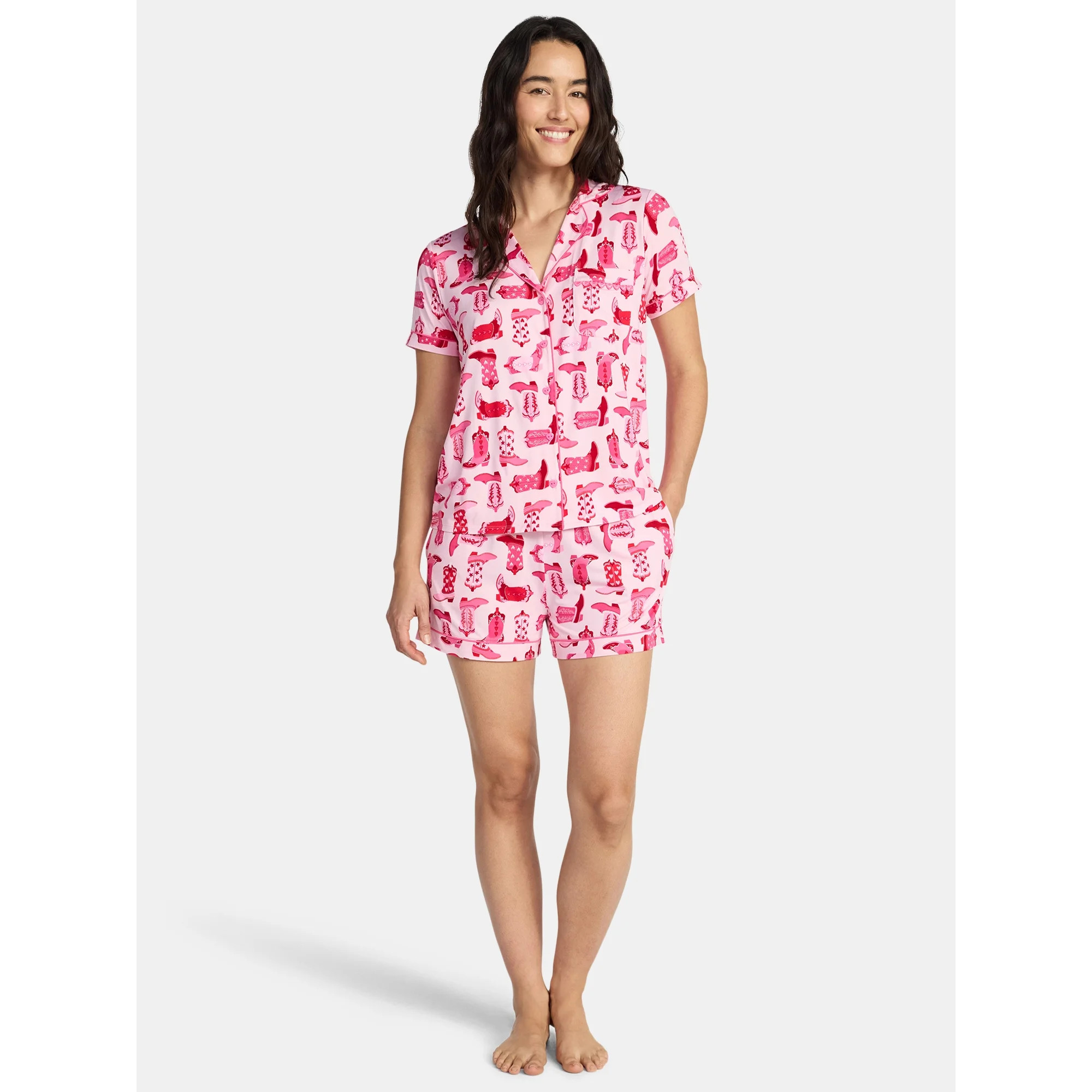 Valentine's Day Women's Knit Notch Collar Top and Shorts Pajama Set from Way to Celebrate, 2-Piec... | Walmart (US)