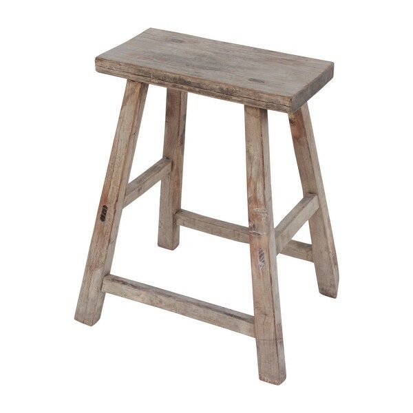 Lily's Living Rectangular Vintage Stool, Weathered Natural Wood Finish - 9'6" x 12'11" | Bed Bath & Beyond