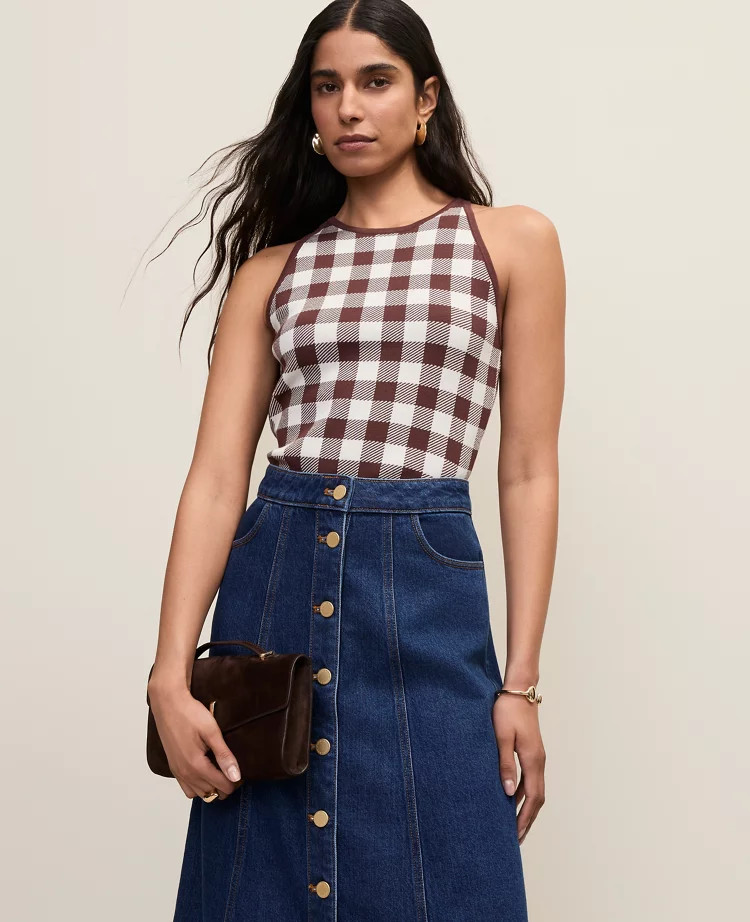 Gingham Halter Shell | Ann Taylor