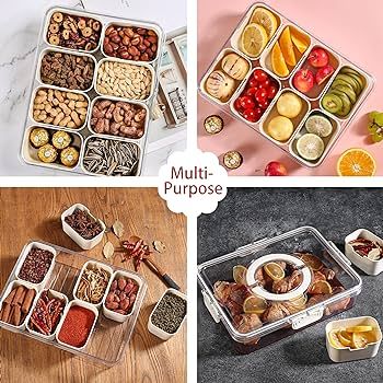Bandesun Divided Serving Tray with Lid and Handle - Snackle Box Charcuterie Container for Portabl... | Amazon (US)