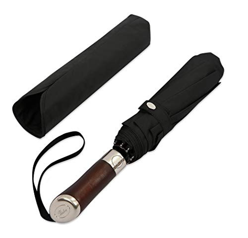 (Designed in UK) Travel Umbrella Luxurious Golden Hardwood Handle Auto Open & Close Windproof Fra... | Amazon (US)