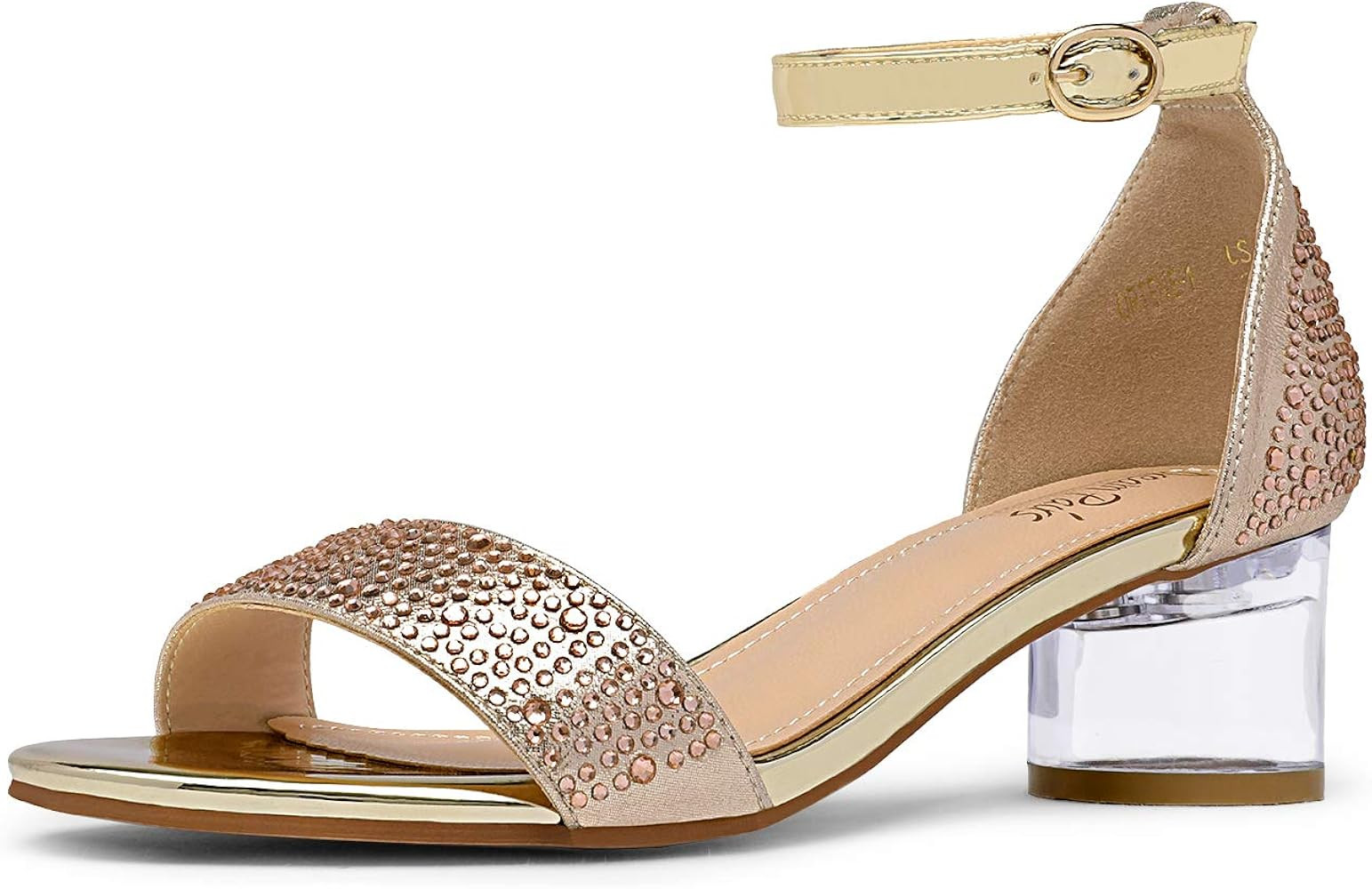 DREAM PAIRS Women's Rhinestone Formal Low Heels Sandals Open Toe Party Dress Wedding Shoes | Amazon (US)