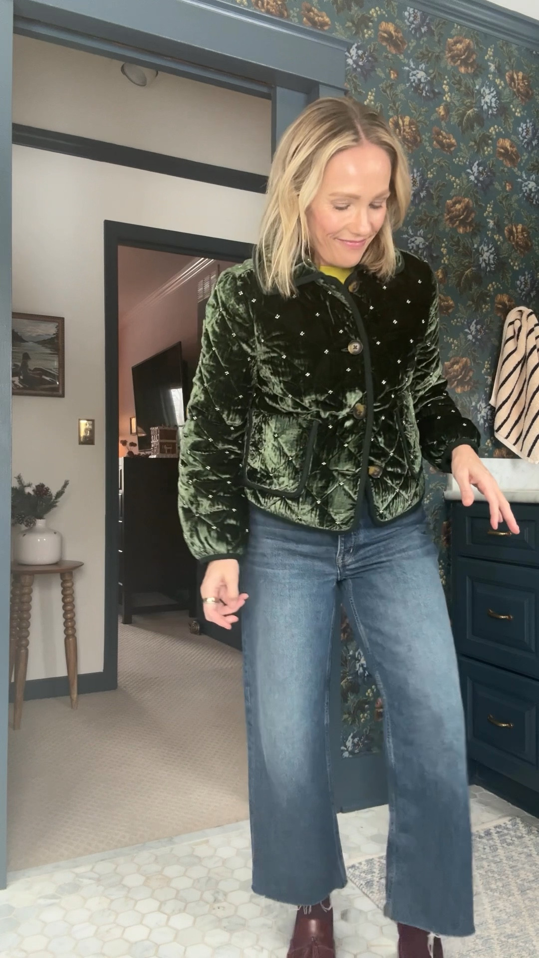 Madewell jeans are almost sold out but this Agolde pair is very similar, both true to size, crop length (5'3"), wearing my regular size 4 in boden jacket, J.Crew sweater vest is oversized still wearing my regular size small, Vineyard Vins tote bag also comes in a crossbody, J.Crew loafers are true to size currently sold out linked amazing Sezane and more styles, Janessa Leone Hat is an insanely good gift idea, EBY underwear & pepper bra always, Merit LeBonBon flush balm on cheeks & lips ~ xo, Claire

#LTKgrwm #LTKOver40 #LTKHoliday