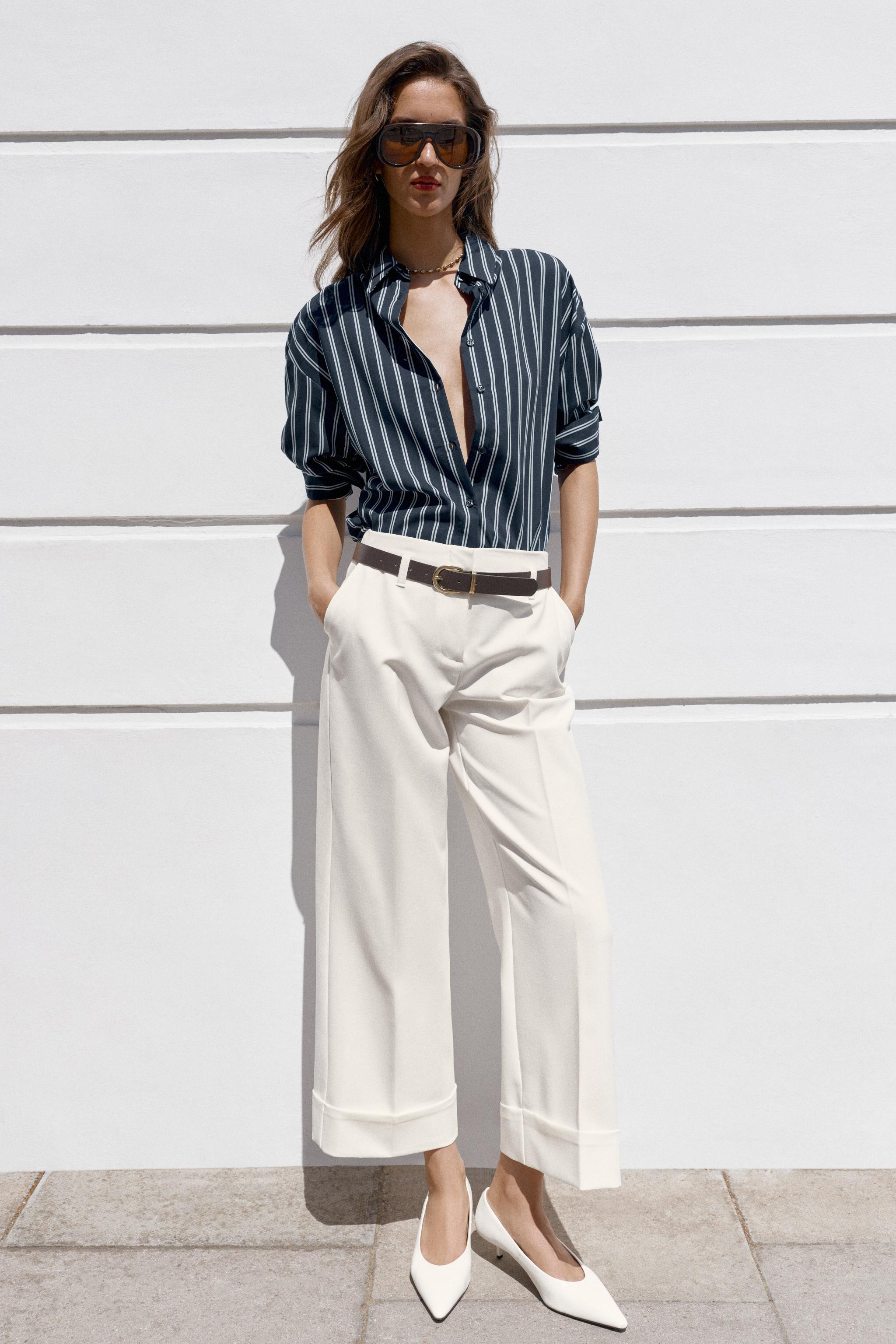 CUFFED HEM BELTED PANTS | Zara Canada