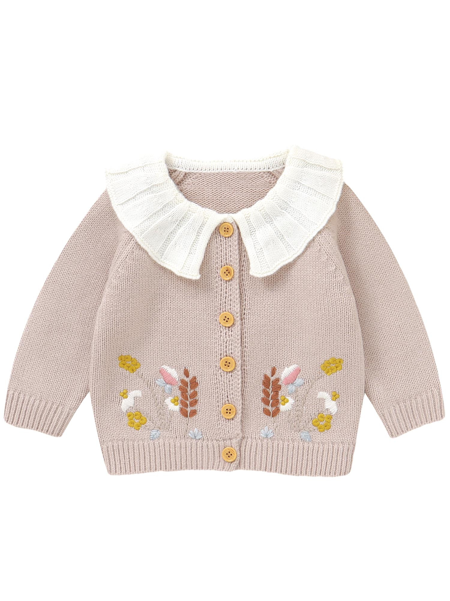 Baby Toddler Girl Sweater Cardigan 6 9 12 18 24 Months 2T 3T Rooster Embroidery Doll Collar Long ... | Walmart (US)
