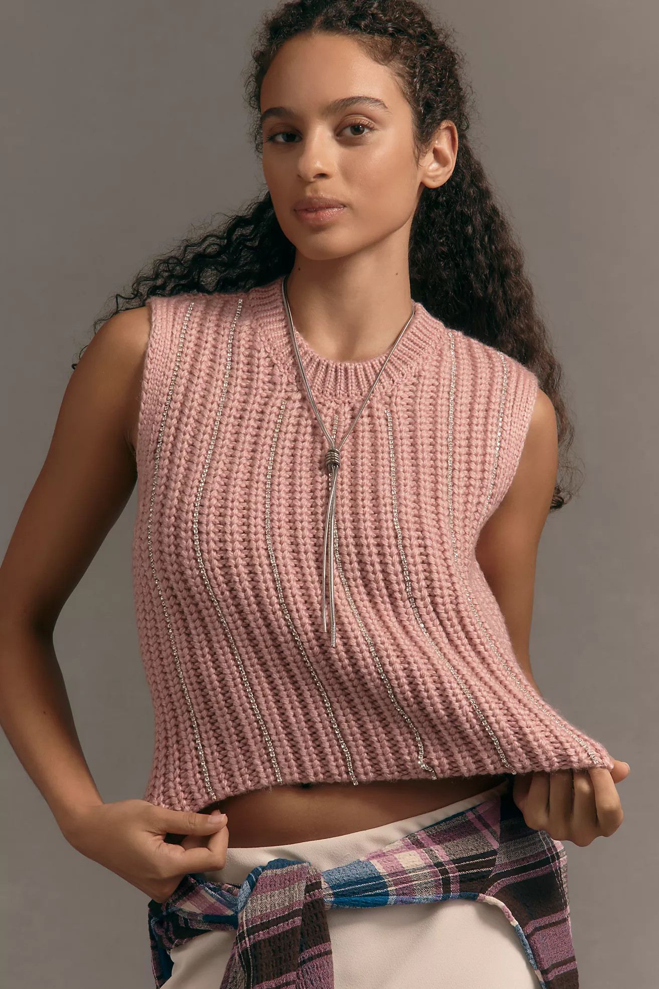 Pilcro Crew-Neck Metallic Muscle Sweater Vest | Anthropologie (US)