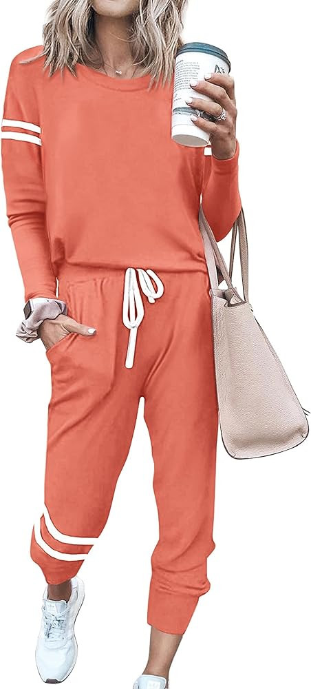 MASCOMODA 2023 Lounge Sets for Women Fall 2 Piece Outfits Tracksuit Jogger Set Long Sleeve Tops a... | Amazon (US)