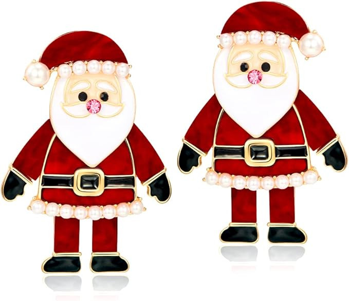 Christmas Earrings For Women Studs 14k Gold Plated Alloy Arylic Cute Holiday Earrings Dangle Hypo... | Amazon (US)