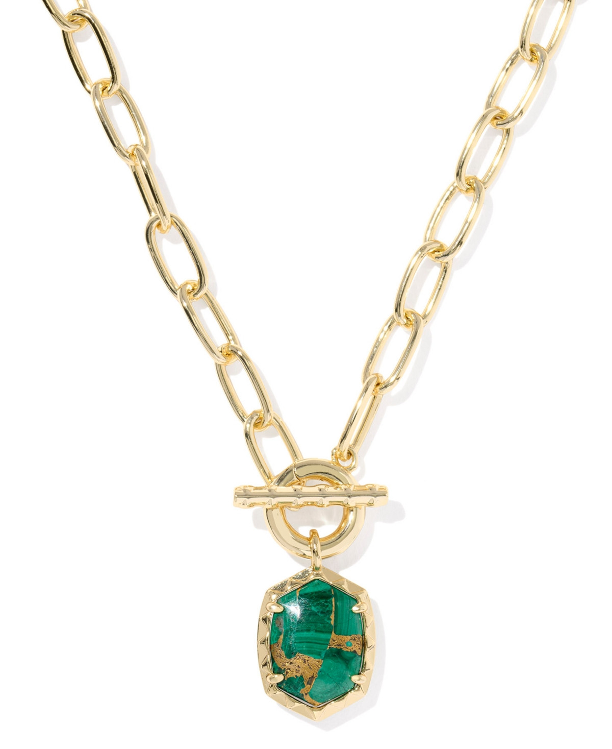 Kendra Scott 14k Gold-Plated Stone 18" Pendant Necklace - Gold Bronze Veined Green Malachite | Macy's