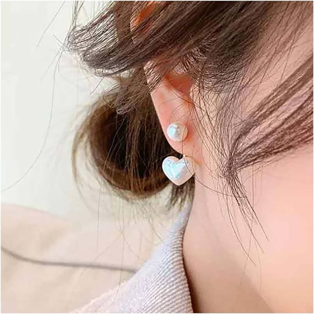 Andelaisi Bohemia Pearl Heart Ear Jacket Earrings Gold Pearl Earrings Vintage Love Heart Studs Ea... | Amazon (US)