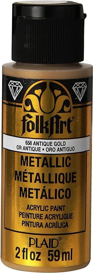 FolkArt K658 Paint Acrylic Metallic, 2 Fl Oz (Pack of 1), Antique Gold | Amazon (US)