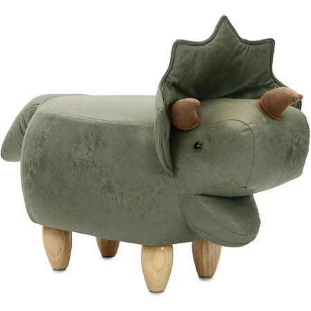Critter Sitters 14-In. Seat Height Green Triceratops Dinosaur Animal Shape Ottoman - Furniture for N | Walmart (US)
