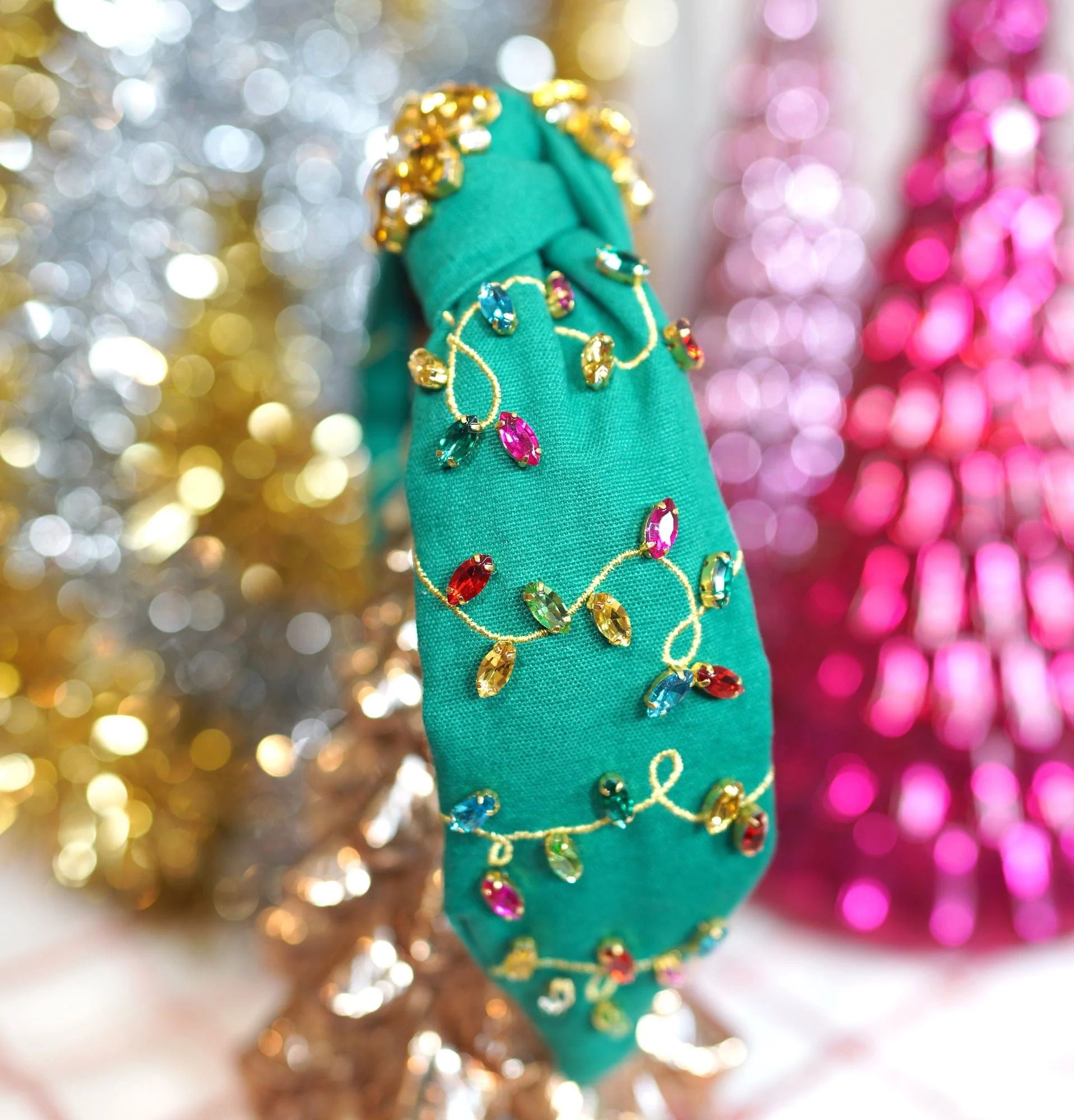 Embroidered Holiday Lights Headband | La Bella Shop