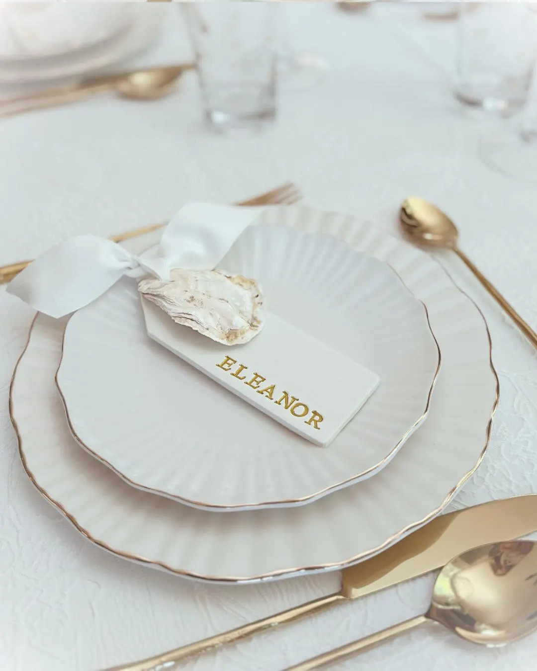 Handmade Clay Place Cards: Personalized Wedding Oyster Shell Name Tags - Etsy | Etsy (US)