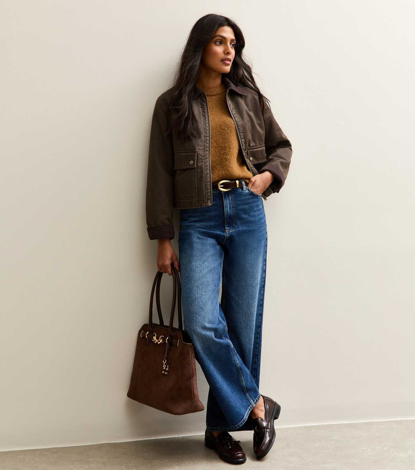 Brown Cropped Waxed Look Barn Jacket | New Look | New Look (UK)