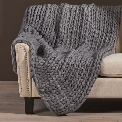 KWPZQEB Chunky Knit Blanket Throw, Soft Plush Blanket 50x60'', Handmade Thick Cable Knit Crochet Blanket, Rope Knot Throw Blanket for Couch, Dark Gray | Target