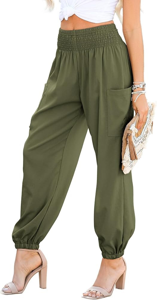 Dokotoo Womens Summer Boho Business Casual Smocked 2026 High Waisted Cargo Summer Long Elephant P... | Amazon (US)