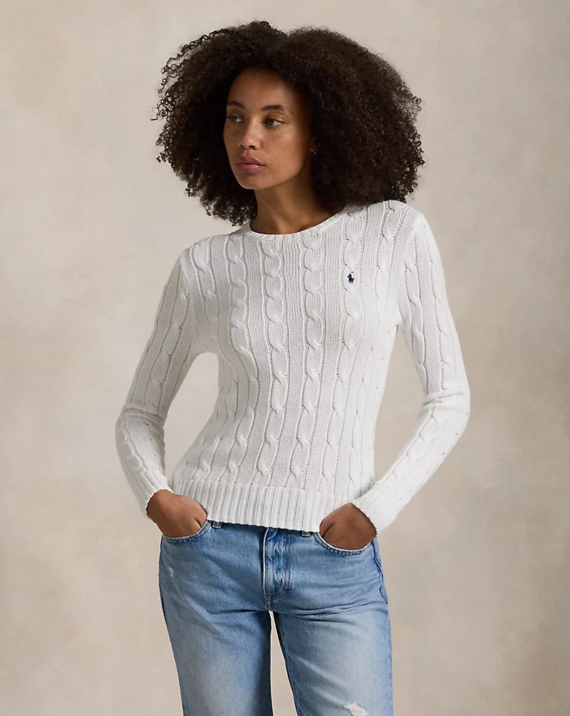 Cable-Knit Cotton Crewneck Jumper | Ralph Lauren (IE)