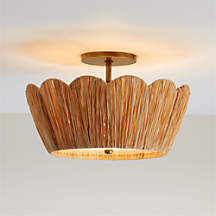 Greta Scalloped Raffia 18" Flush Mount Light + Reviews | Crate & Kids | Crate & Barrel