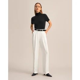 Timeless Pleated Wide-Leg Dense Silk Trousers | LilySilk