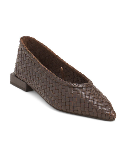 Leather Yara Woven Pointy Toe Ballerina Flats | Women's Shoes | Marshalls | Marshalls