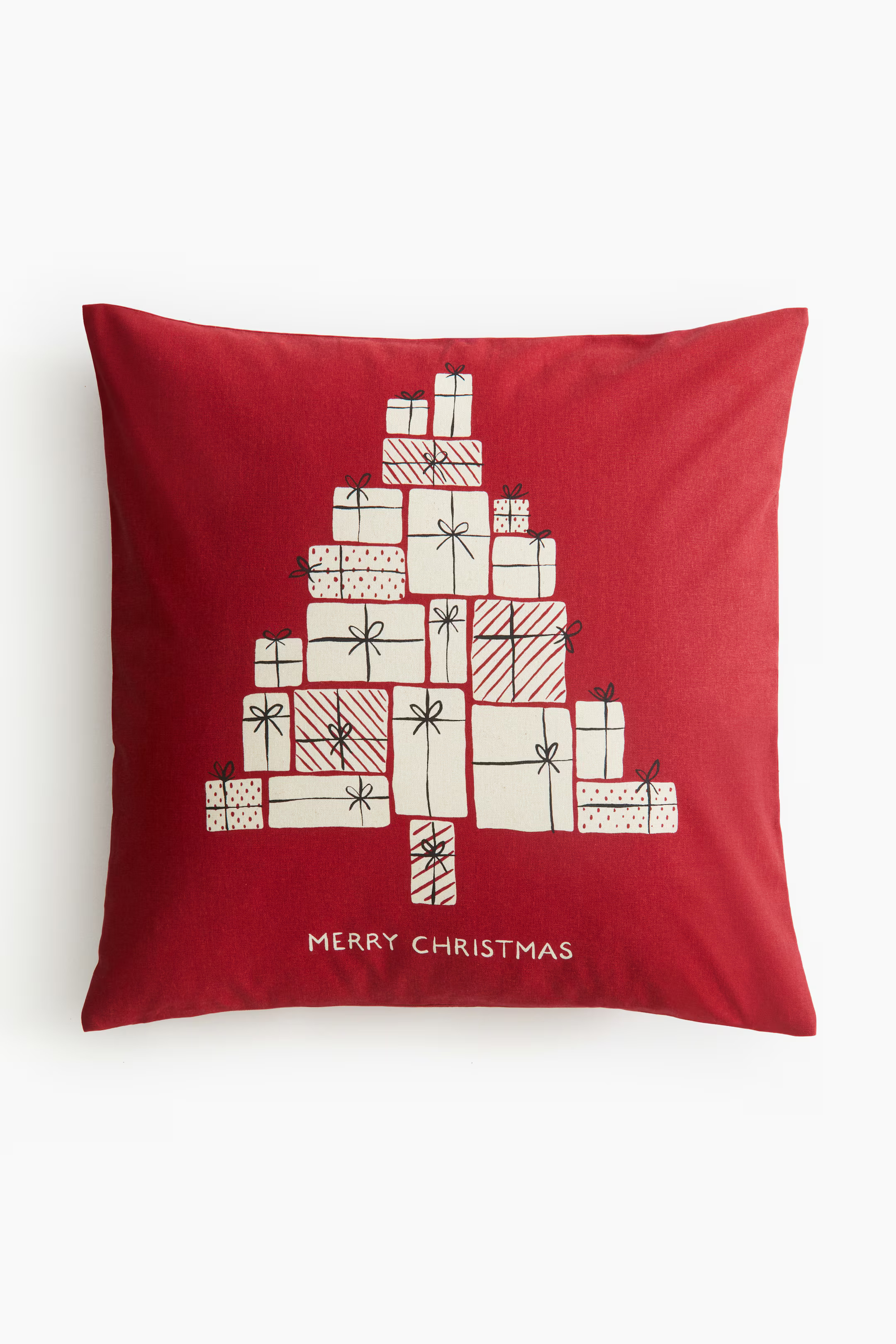 Printed Cotton Cushion Cover - Red/present tree - Home All | H&M US | H&M (US + CA)