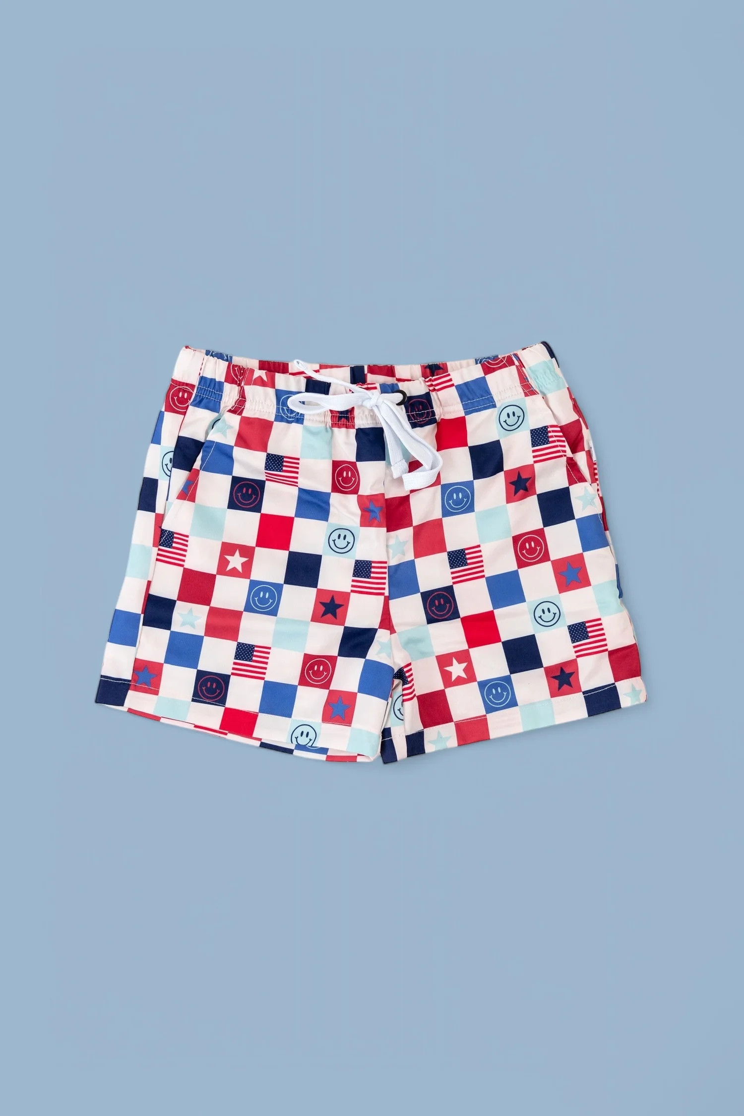 HOME OF THE FREE CHECKERS DREAM SWIM TRUNKS | Dream Big Little Co.