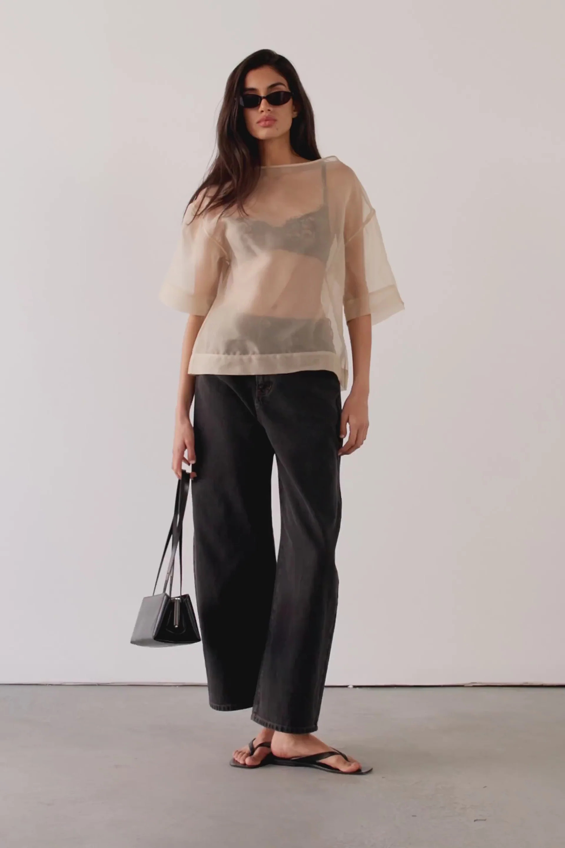 SIAN GOLD SILK ORGANZA TEE | DISSH