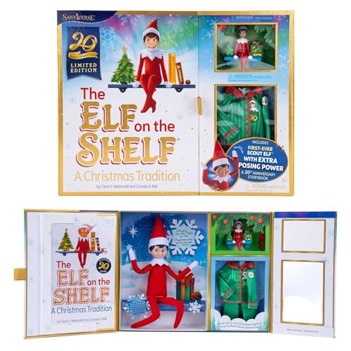 The Elf on the Shelf: A Christmas Tradition Limited 20th Anniversary Edition Box Set - Posable Boy Scout Elf with Blue Eyes, New Edition Storybook and Keepsake with Collectible Pajama Set and Ornament | Amazon (US)