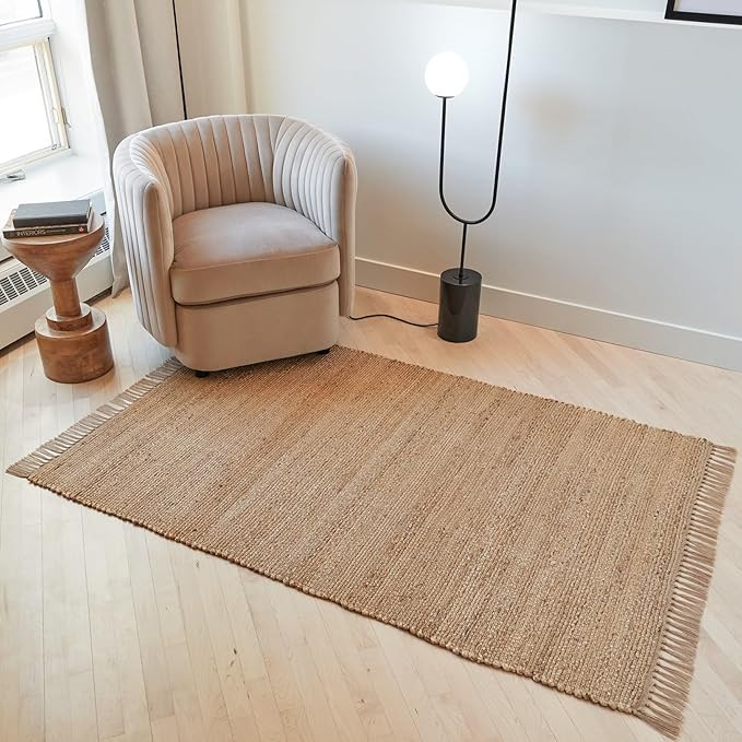 KIBAGA Beautiful Jute Area Rug for Your Home - This Natural 4x6 ft Hand Woven Rug Fits Perfectly ... | Amazon (US)