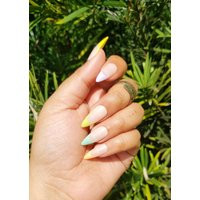 15% Late Ship Sale Colorful French Tip Nails - Custom Size Reusable Apres Gel X Press-On Nail Set Ra | Etsy (US)