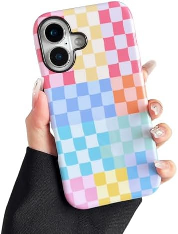 Compatible with iPhone 16 Case, Cute Simple Colorful Checkered Case with Shockproof Slim Soft TPU... | Amazon (US)