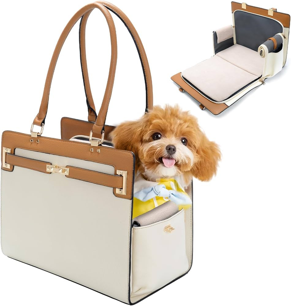 2-in-1 Stylish Dog Purse Carrier Soft-Sided Carriers Travel Tote Bag for Small Dogs Cats, Fashion... | Amazon (US)